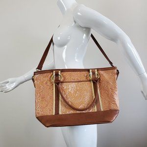 Designer Kim White Vintage Textile Leather Purse